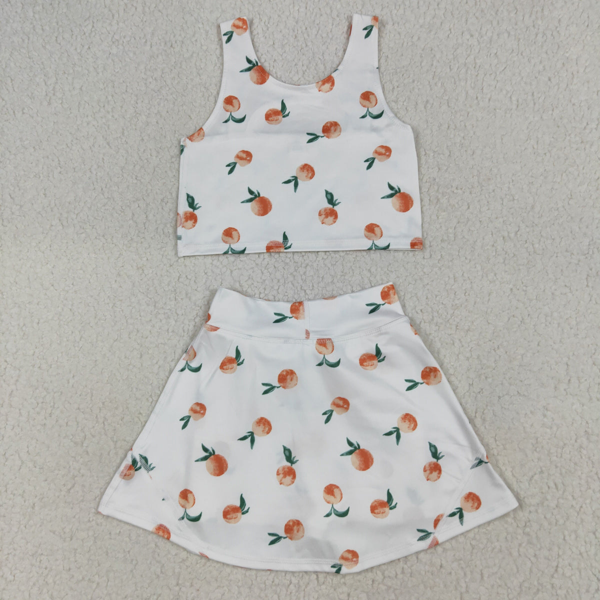 GSD2738 yoga fruit peach sleeveless skorts girls set