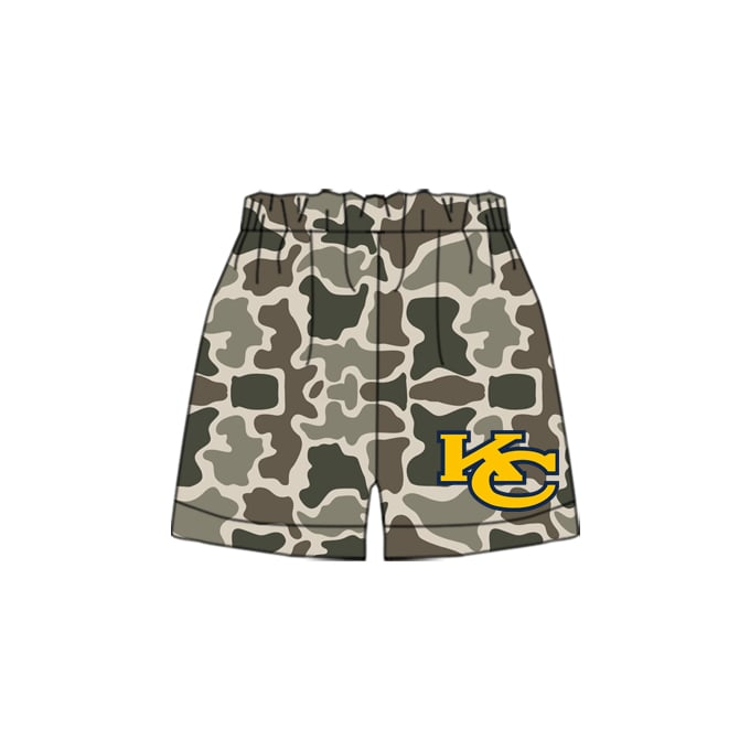 custom moq 3 football team KC camo boys shorts