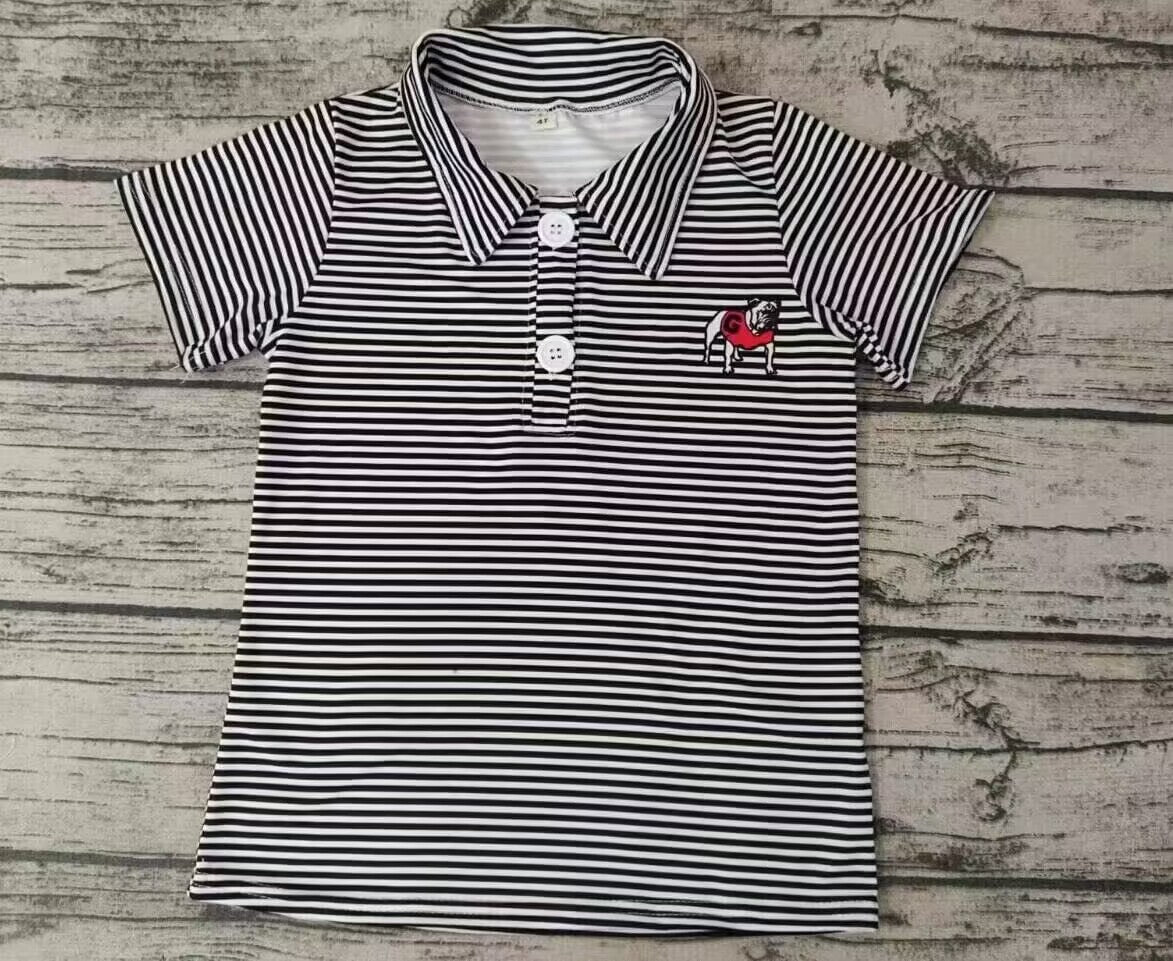 custom S Team dog black striped short sleeve boys top