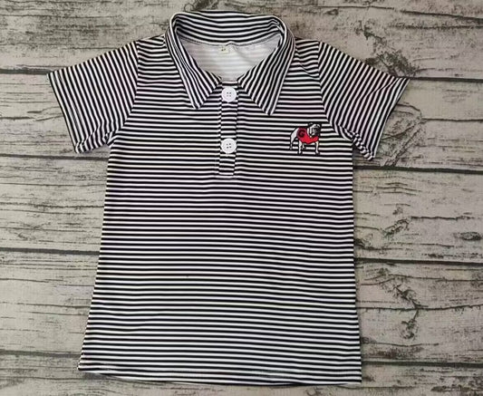 custom S Team dog black striped short sleeve boys top