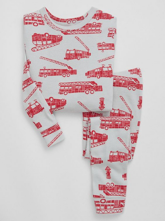 custom moq 3 Construction Truck Fire Truck Long Sleeve Kids Pajamas