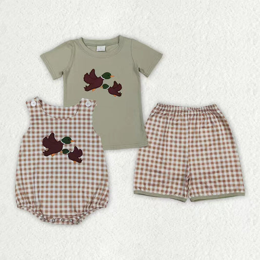 Embroidery Mallard Duck Set/Romper Sibling Clothes RTS