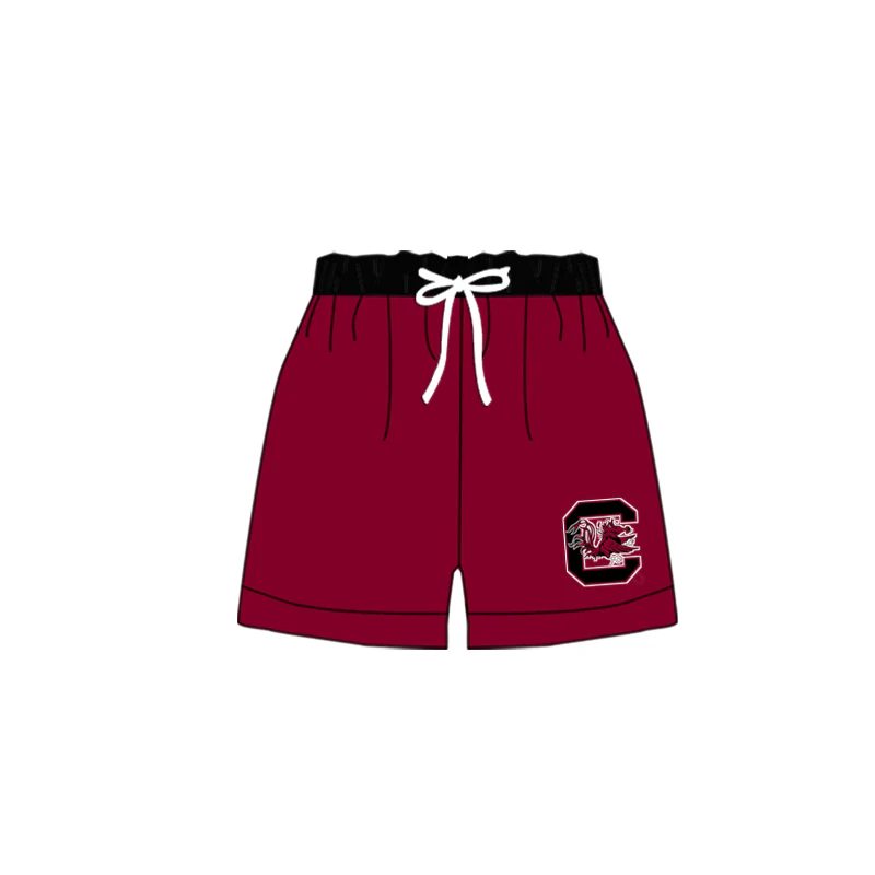 custom S football team maroon boys swimming trunk