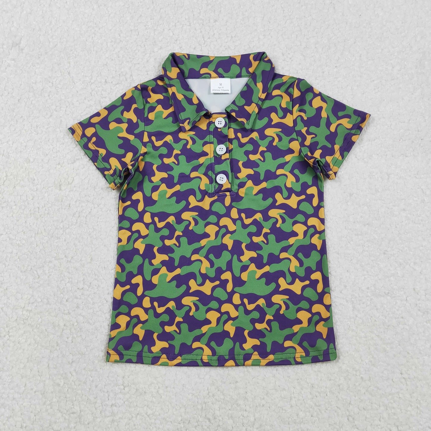 BT1498 Mardi Gras Camo Short Sleeve Boys Top