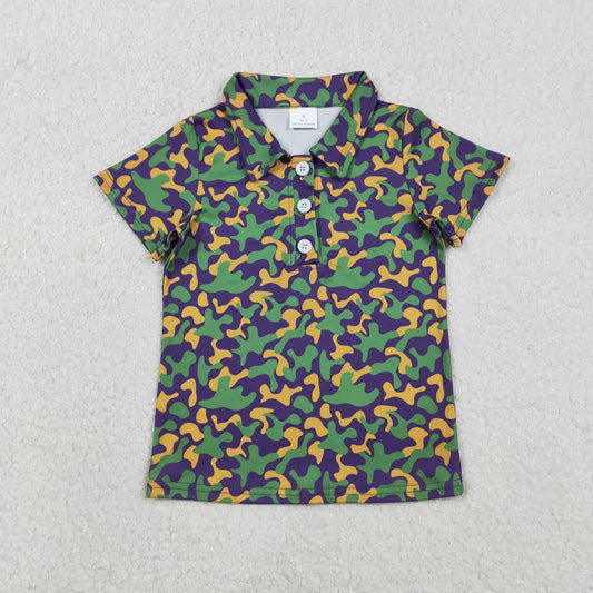 BT1498 Mardi Gras Camo Short Sleeve Boys Top