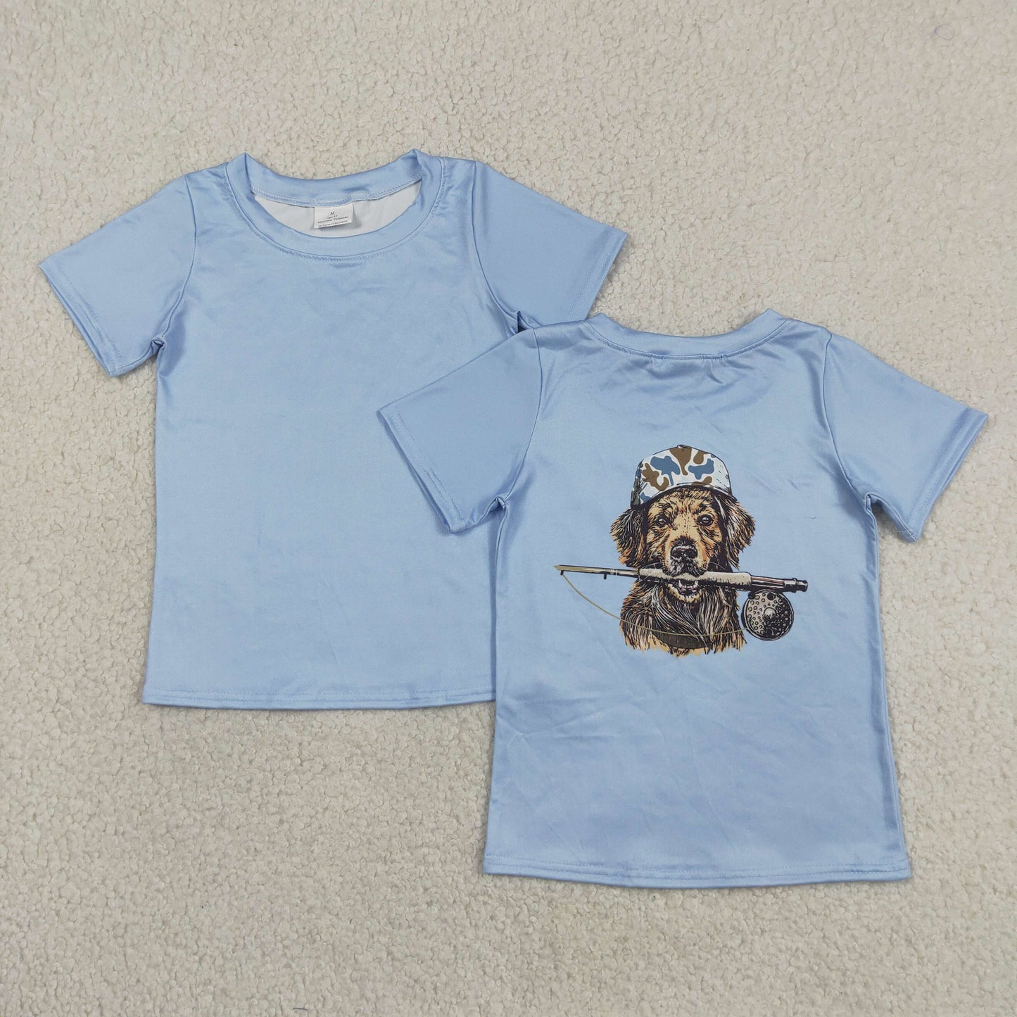 BT1761 Dog Fishing Blue Short Sleeve Boys Top