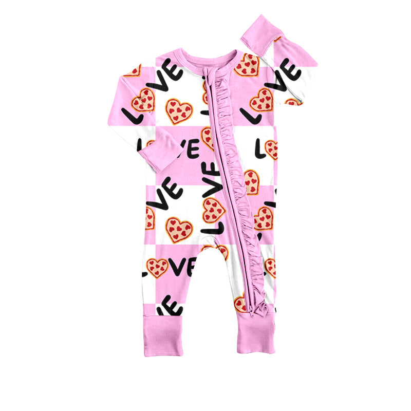 preorder LR0807 Valentine's Day love pink long sleeve girls romper