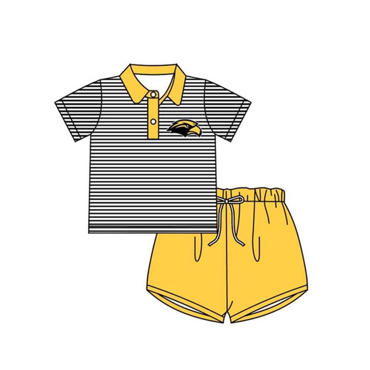 custom S 8.14 Yellow flutter sleeve shorts girls & boy set