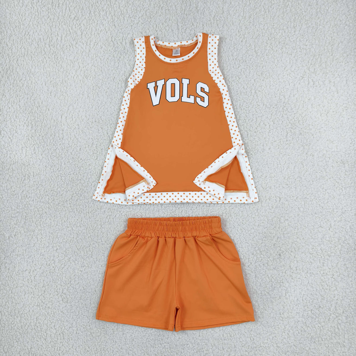 GSSO3852 Yoga Vols Orange Sleeveelss Shorts Girls Set