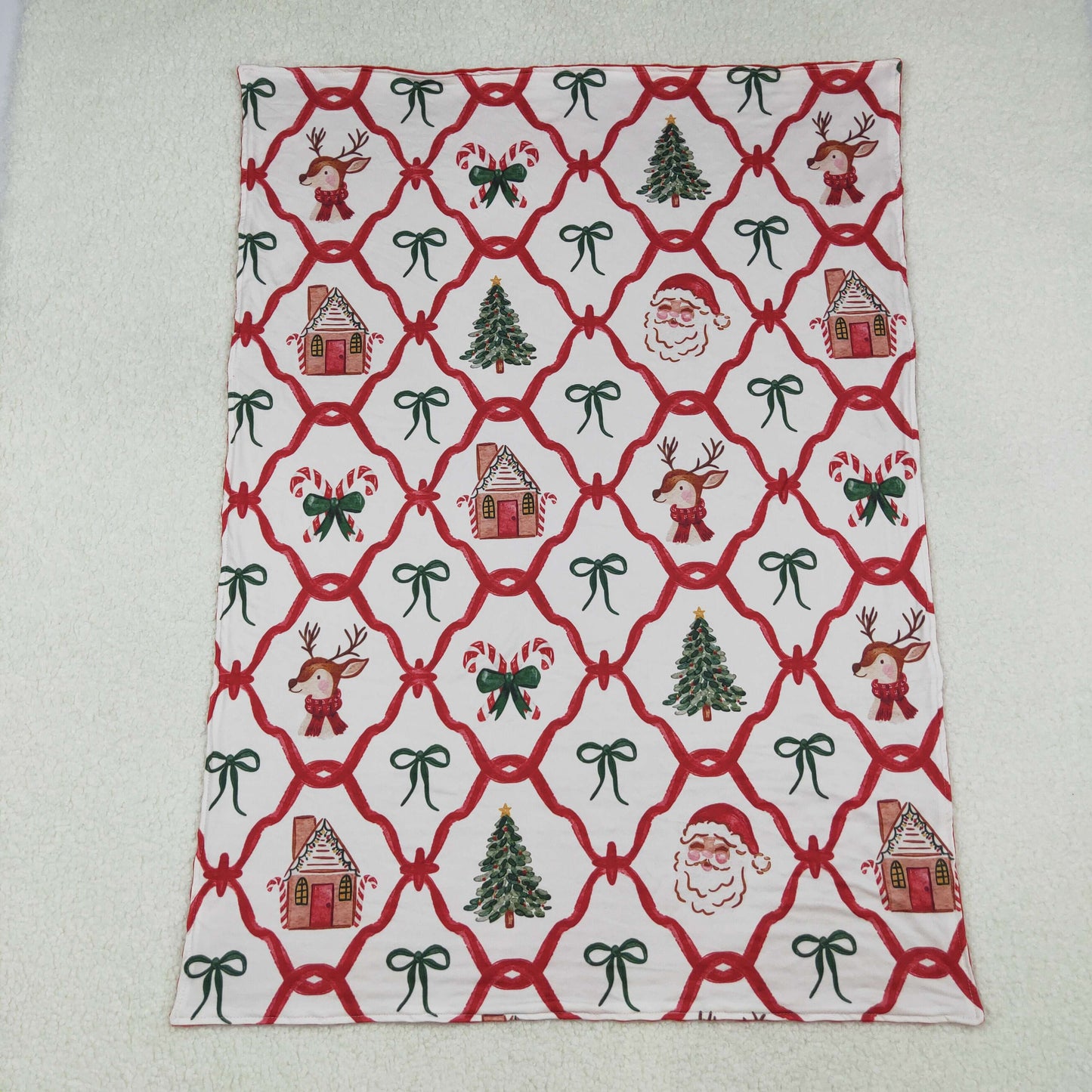 BL0219 Christmas Santa bows deer baby blanket