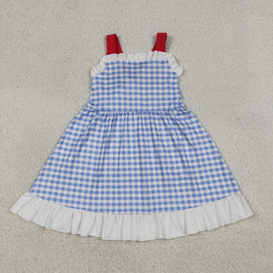 GSD3843 July 4th Blue Checkered Girls Dress