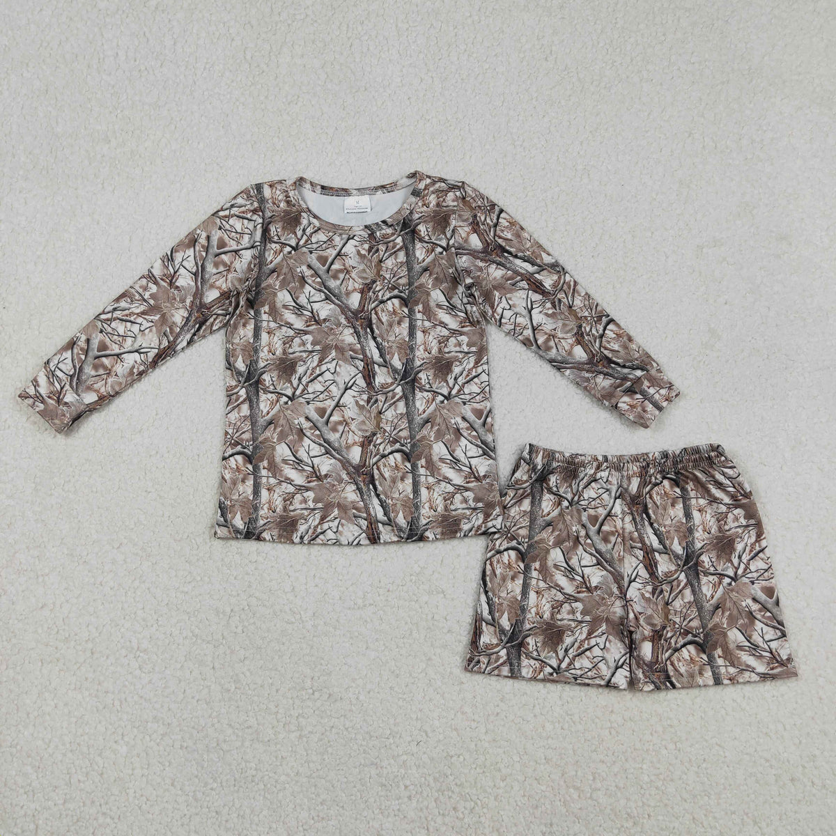 GLS0063 Hunting Camo Long Sleeve Shorts Girls Set