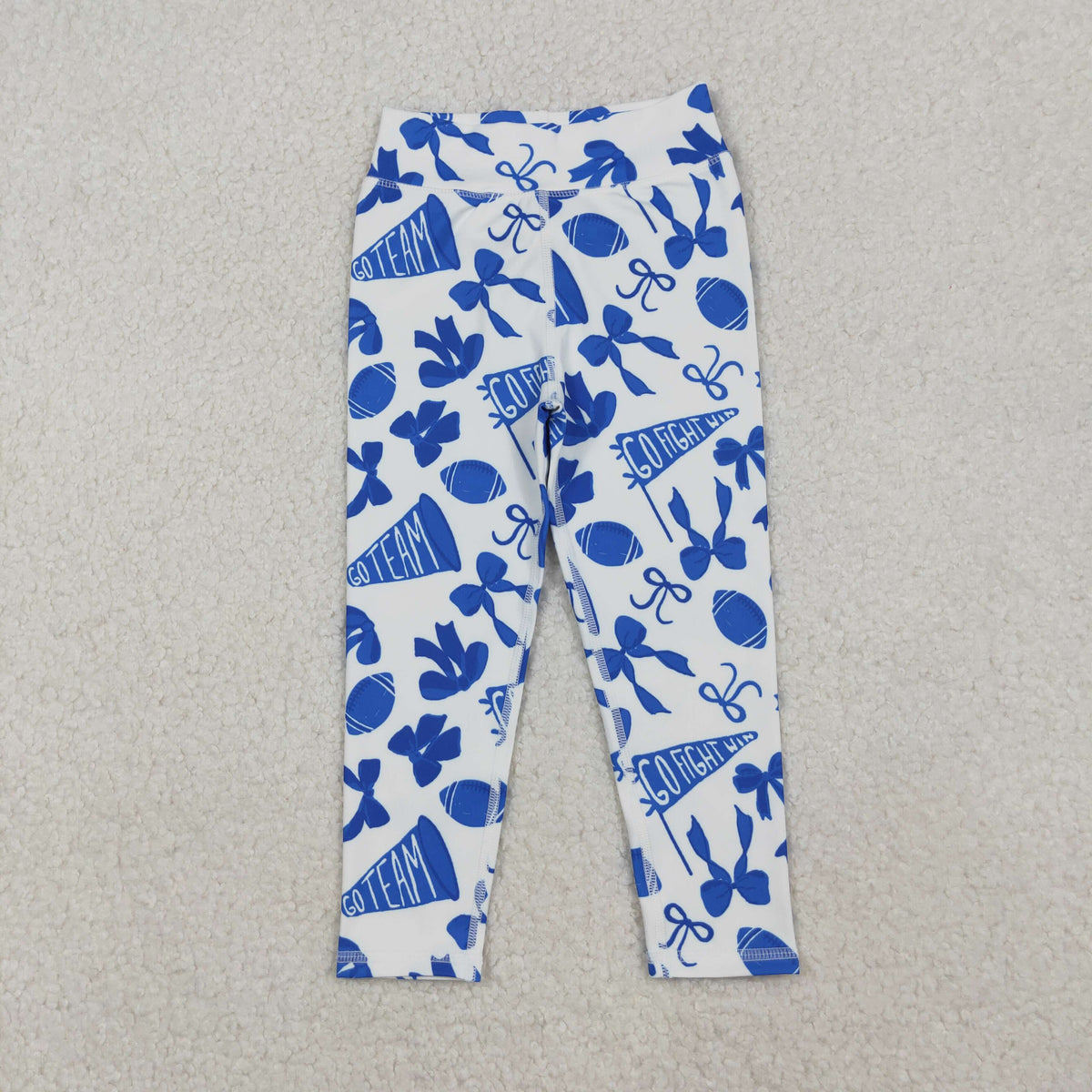 P0845 yoga go fight cheer blue bows girls pants