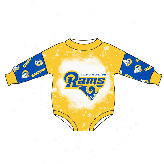 custom Yellow & blue long sleeve kids romper
