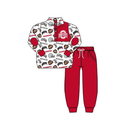 custom S 8.15 Red long sleeve pants boys set