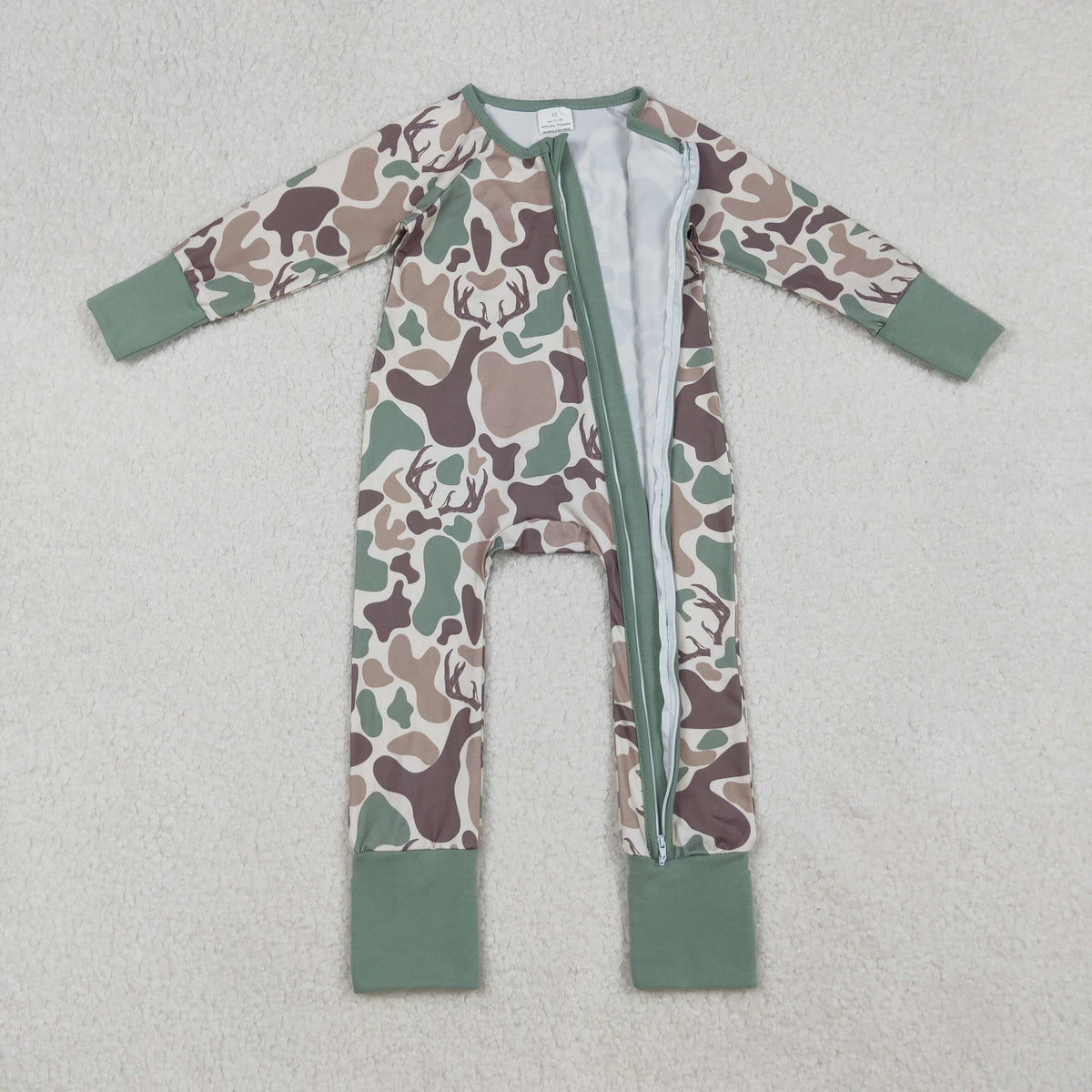 LR2582 hunting camo deer zipper long sleeve boys romper