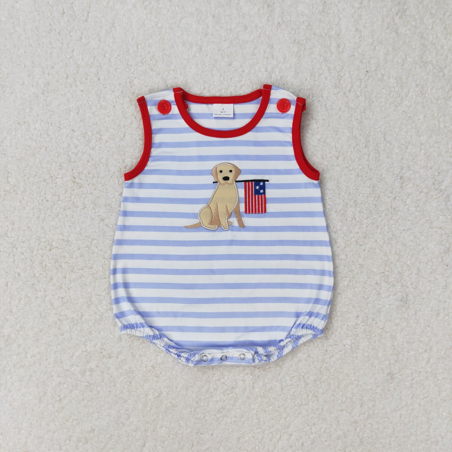 embroidery July 4th dog flag sibling clothes RTS