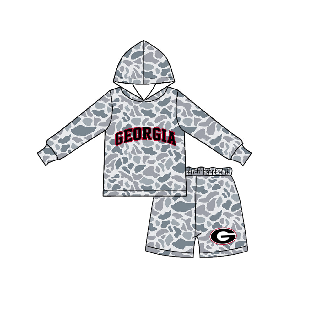preorder Moq 3 GEORGIA Team Camo Hoodie Long Sleeve Shorts Boys Set