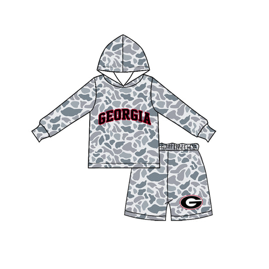 preorder BLS0047 GEORGIA Team Camo Hoodie Long Sleeve Shorts Boys Set