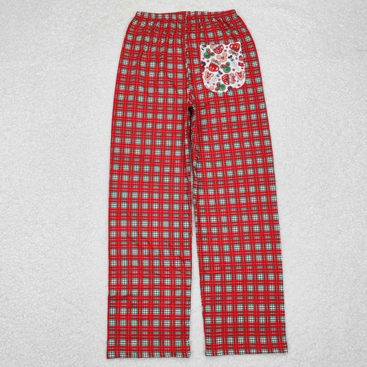 P0569 Christmas M candy red checkered adult pants