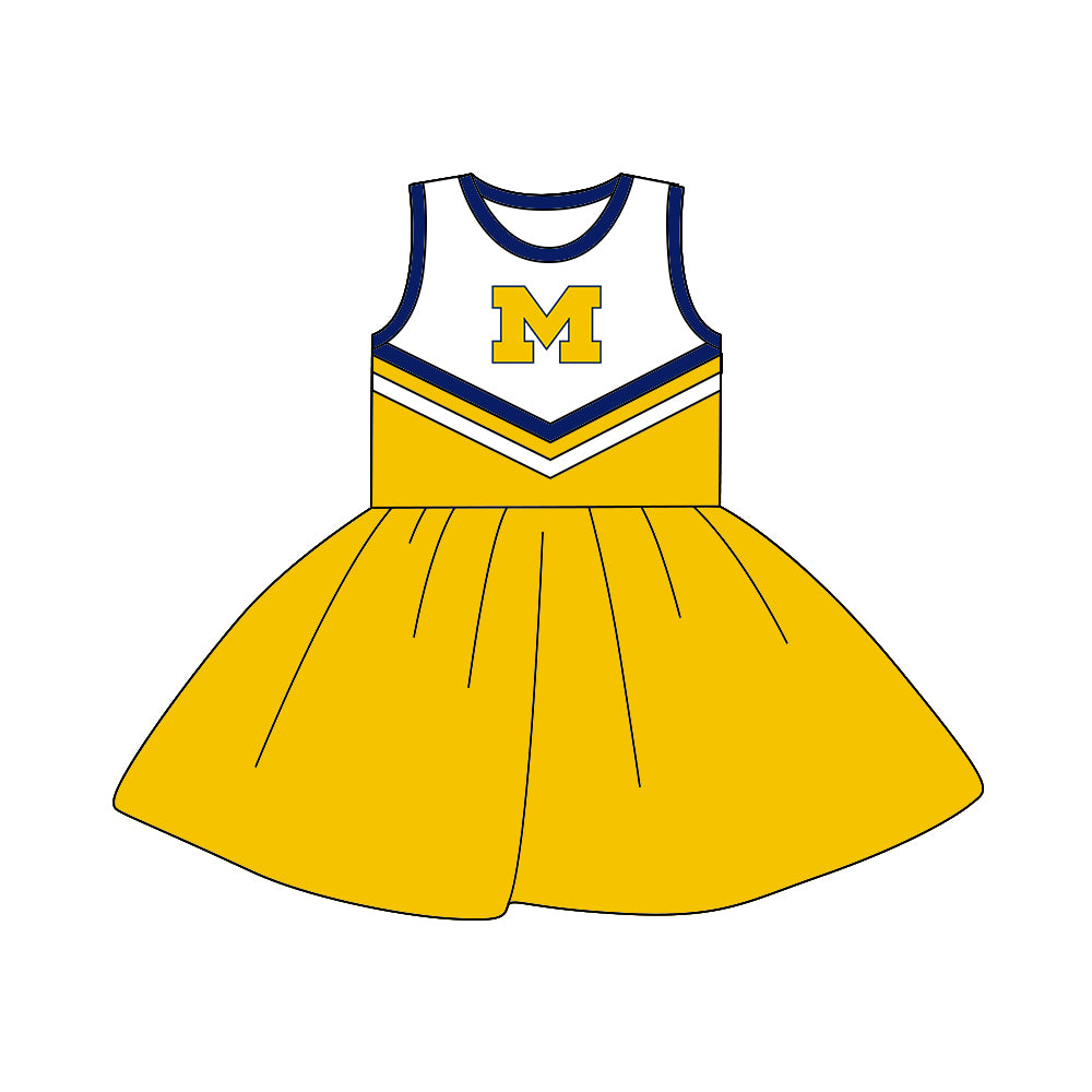 custom Team dress 23 yellow sleeveless girls dress