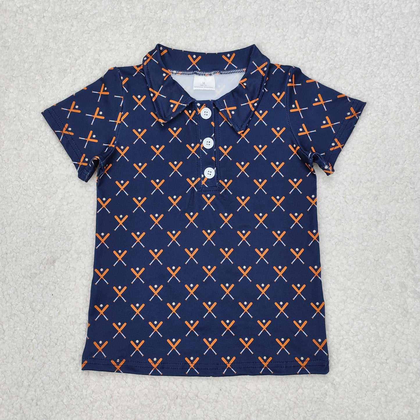 BT1120 Play Baseball Navy Blue Short Sleeve Boys Top