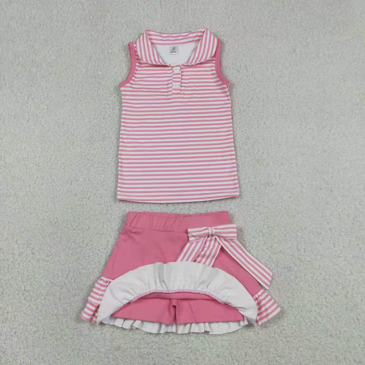 Yoga Colorful Striped Sleeveless Skorts Girls Set RTS Sibling Clothes