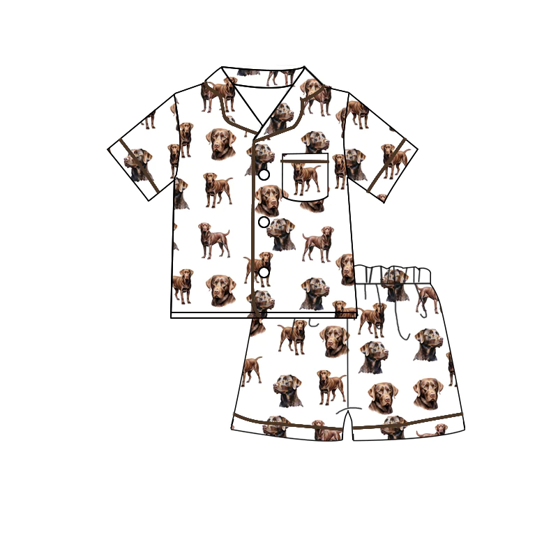 custom style cute dog 4 short sleeve shorts kids pajamas