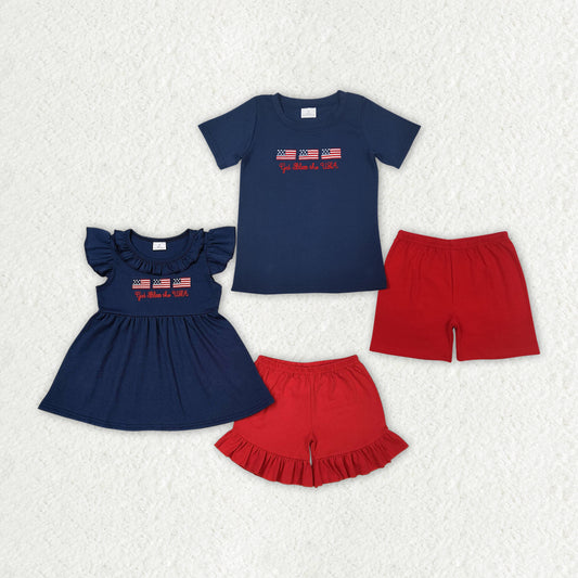 embroidery July 4th flag RTS sibling clothes