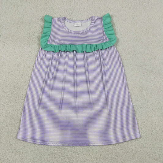 GSD3560 Purple Striped Sleeveless Girls Dress