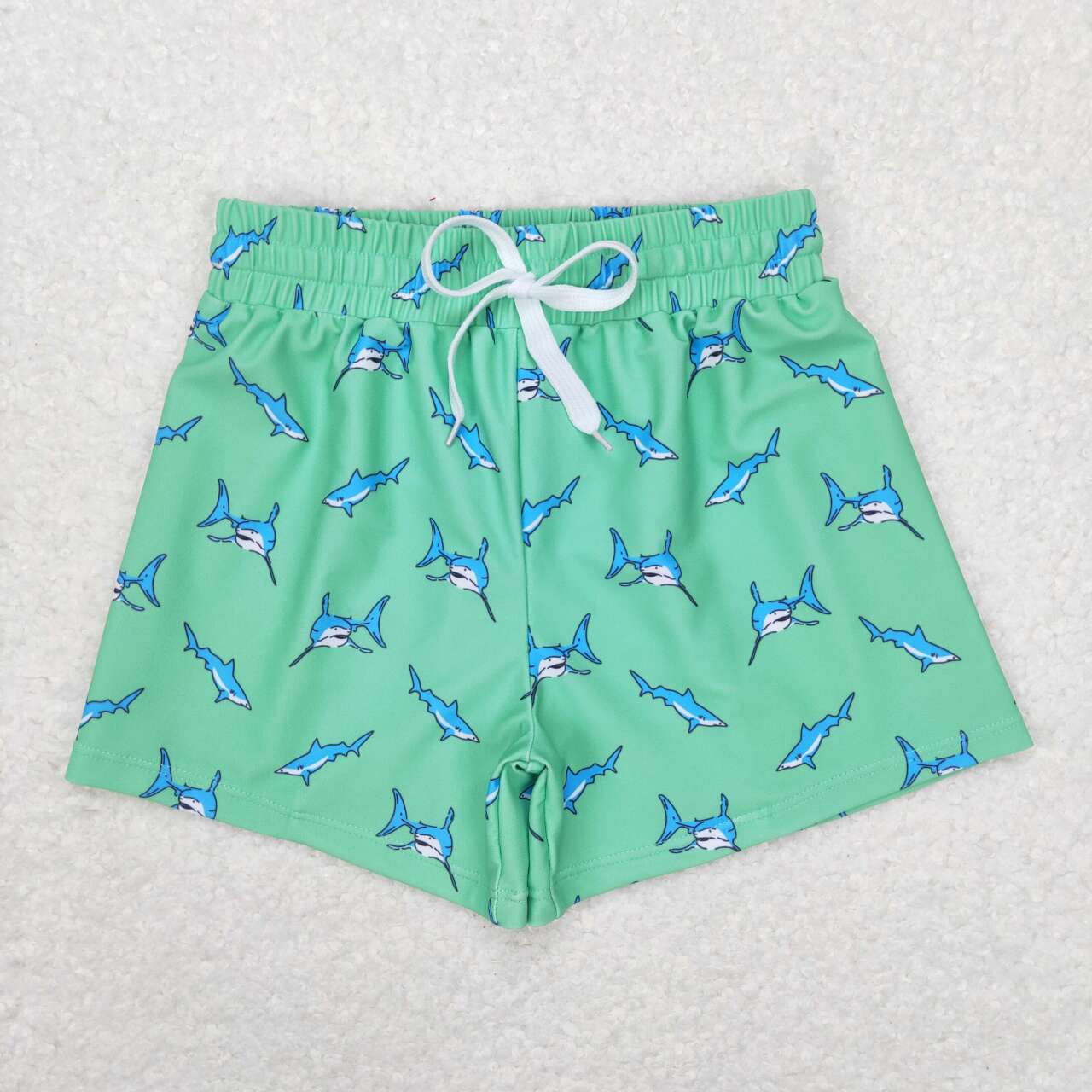 S0173 Boys Green Shark Swimming Trunks