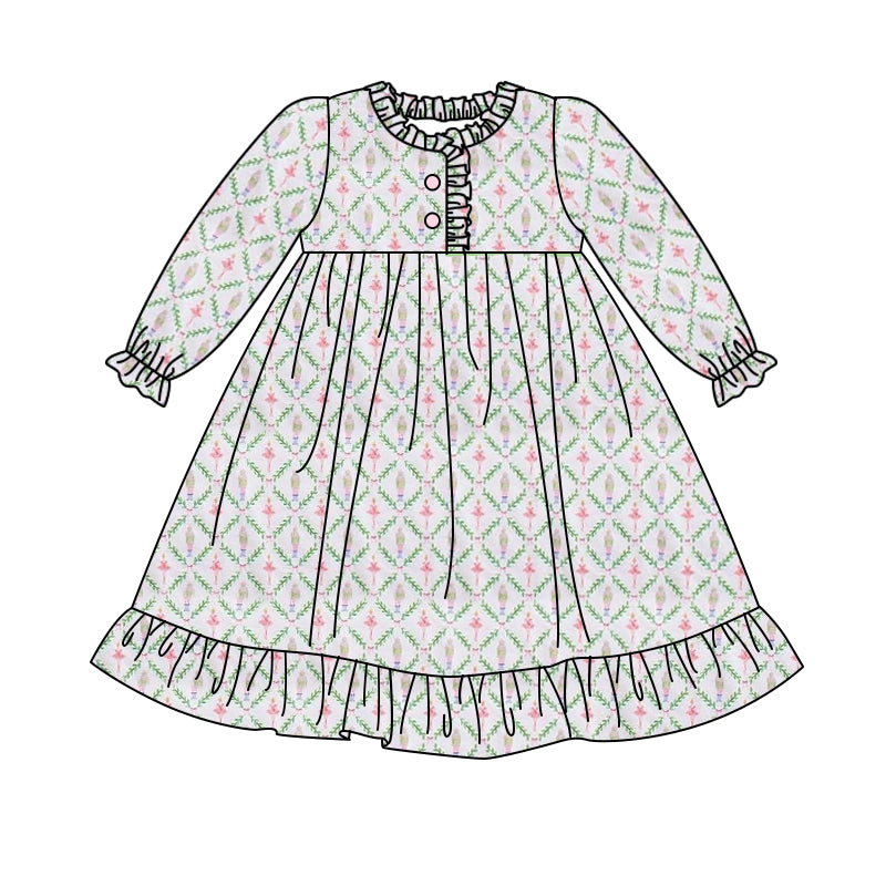 custom Christmas dance girl long sleeve girls dress