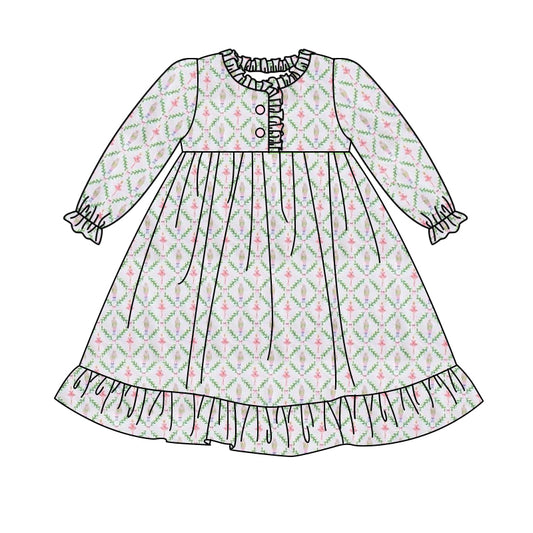 custom Christmas dance girl long sleeve girls dress