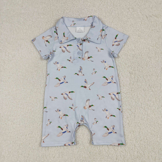 SR3032 mallard duck blue short sleeve boys romper
