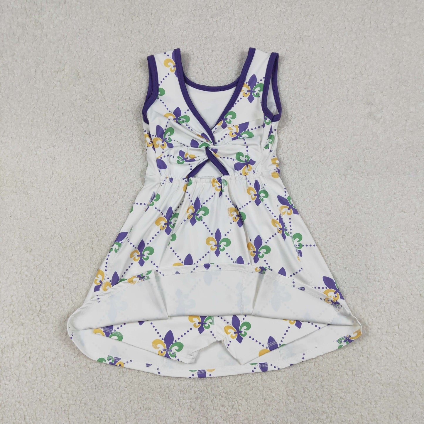 GSD2944 yoga Mardi Gras purple sleeveelss skorts girls dress