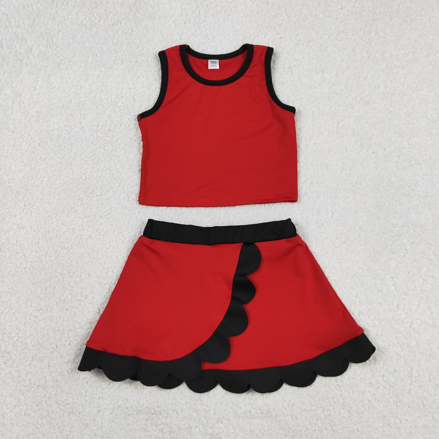 GSD4028 Yoga Red Sleeveless Skorts Girls Set