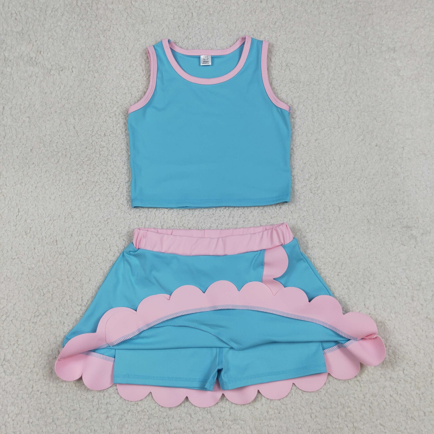 GSD4013 Yoga Blue Sleeveless Skorts Girls Set