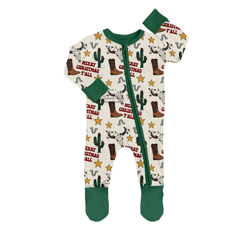 custom S Western & Christmas cow romper please order before 9th August