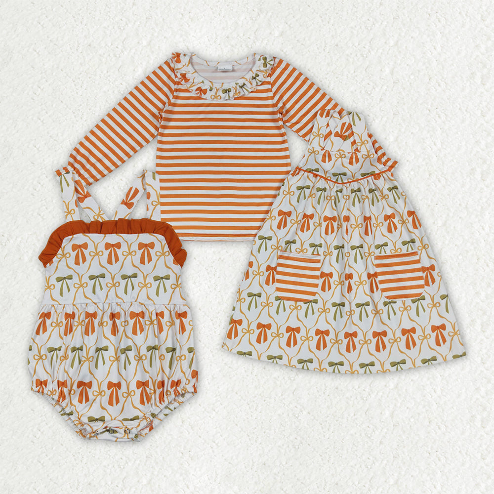orange bows/striped style RTS Sibling Clothes