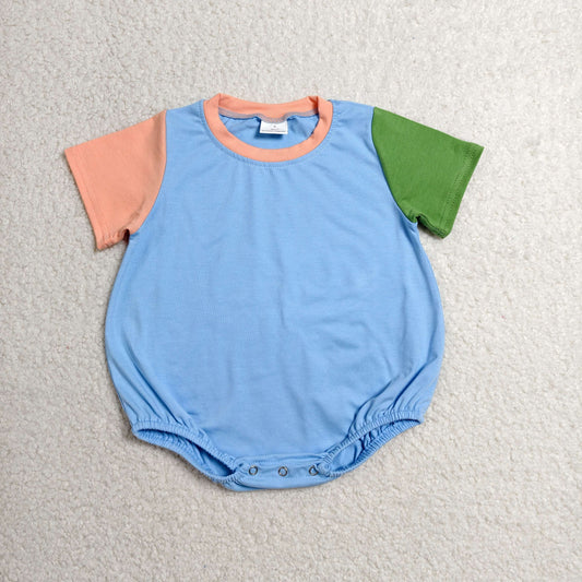 SR4268 Blue Short Sleeve Boys Romper