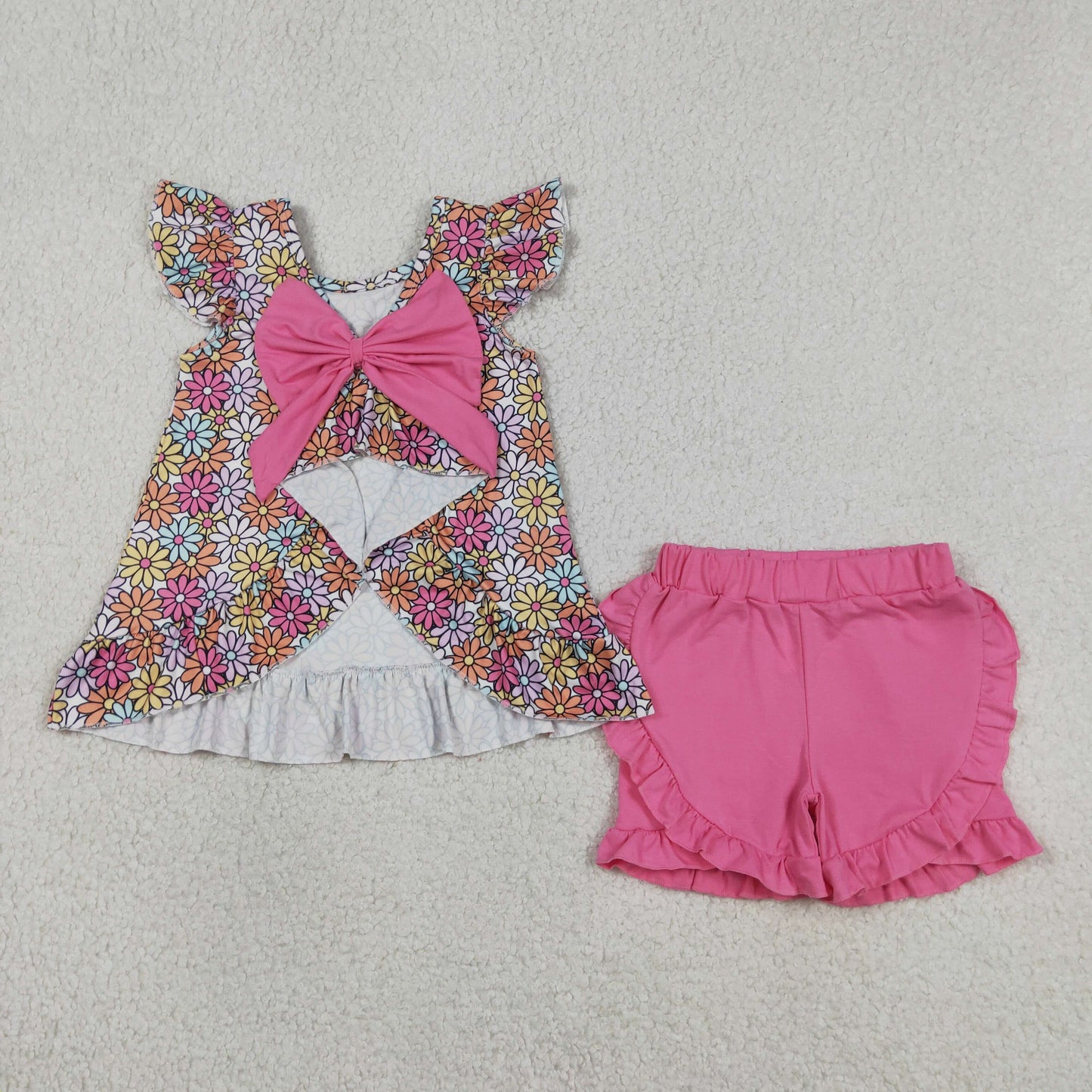 Flowers Bow Set/Romper Sibling Clothes RTS