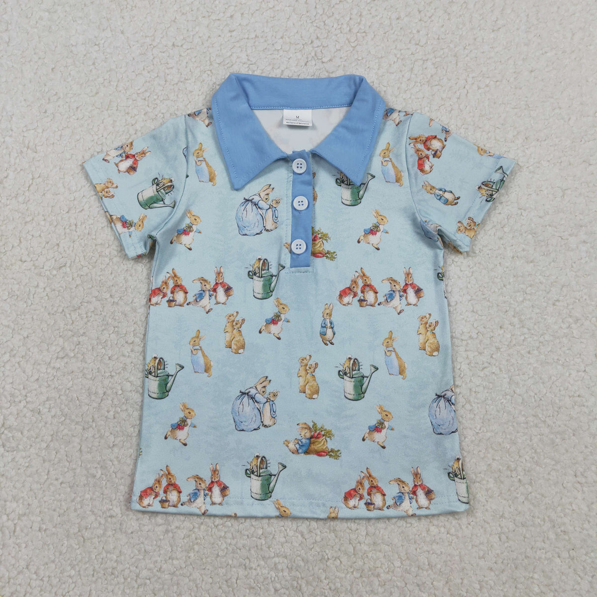 BT1665 Easter Bunny Rabbit Blue Short Sleeve Boys Top