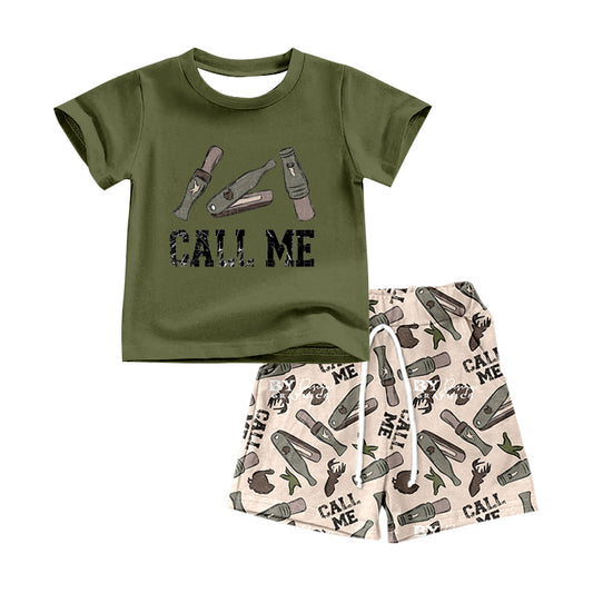 custom Call me duck green short sleeve shorts boys set