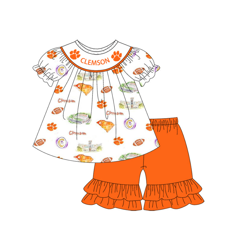 Custom Moq 3 Football Item Clemson Orange Paw Sibling Clothes