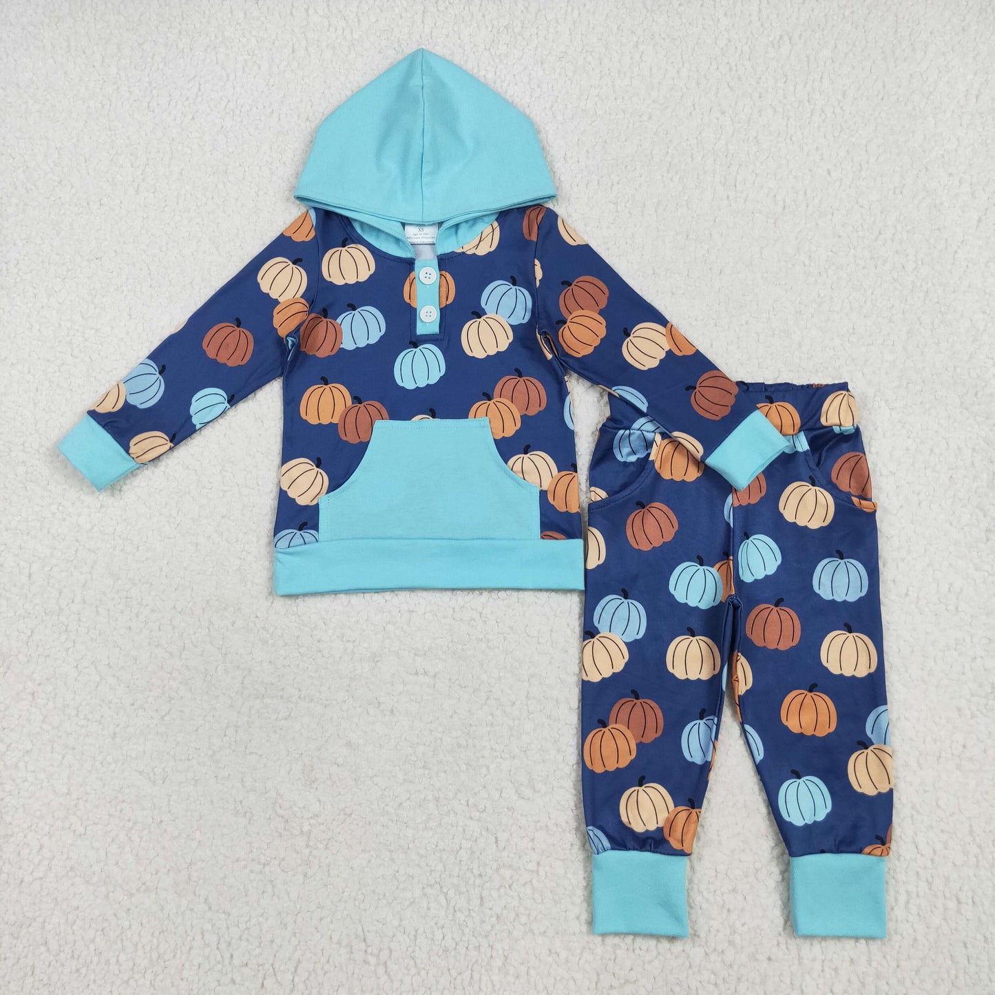 Autumn pumpkin blue pajamas/set RTS Sibling Clothes