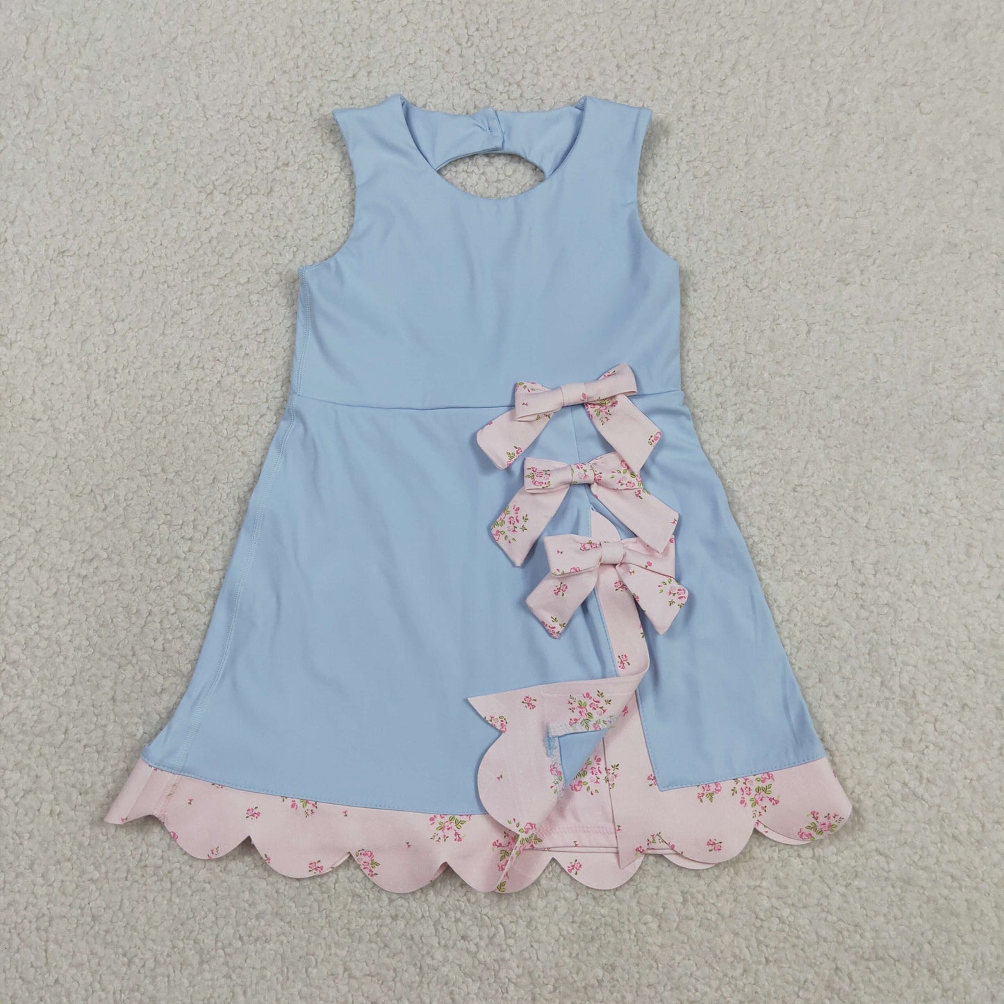 GSD3030 Yoga Scallop Light Purple Bows Sleeveless Girls Dress