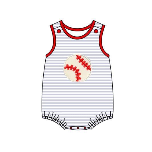 preorder SR1023 Baseball Striped Red Sleeveless Boys Romper