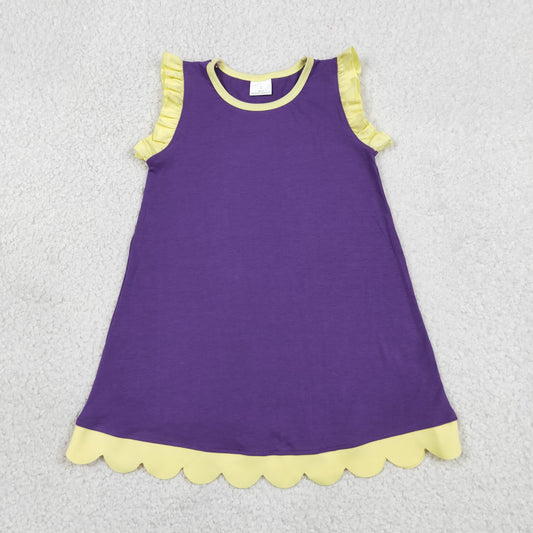 GSD4046 Scallop Purple Sleeveless Girls Dress