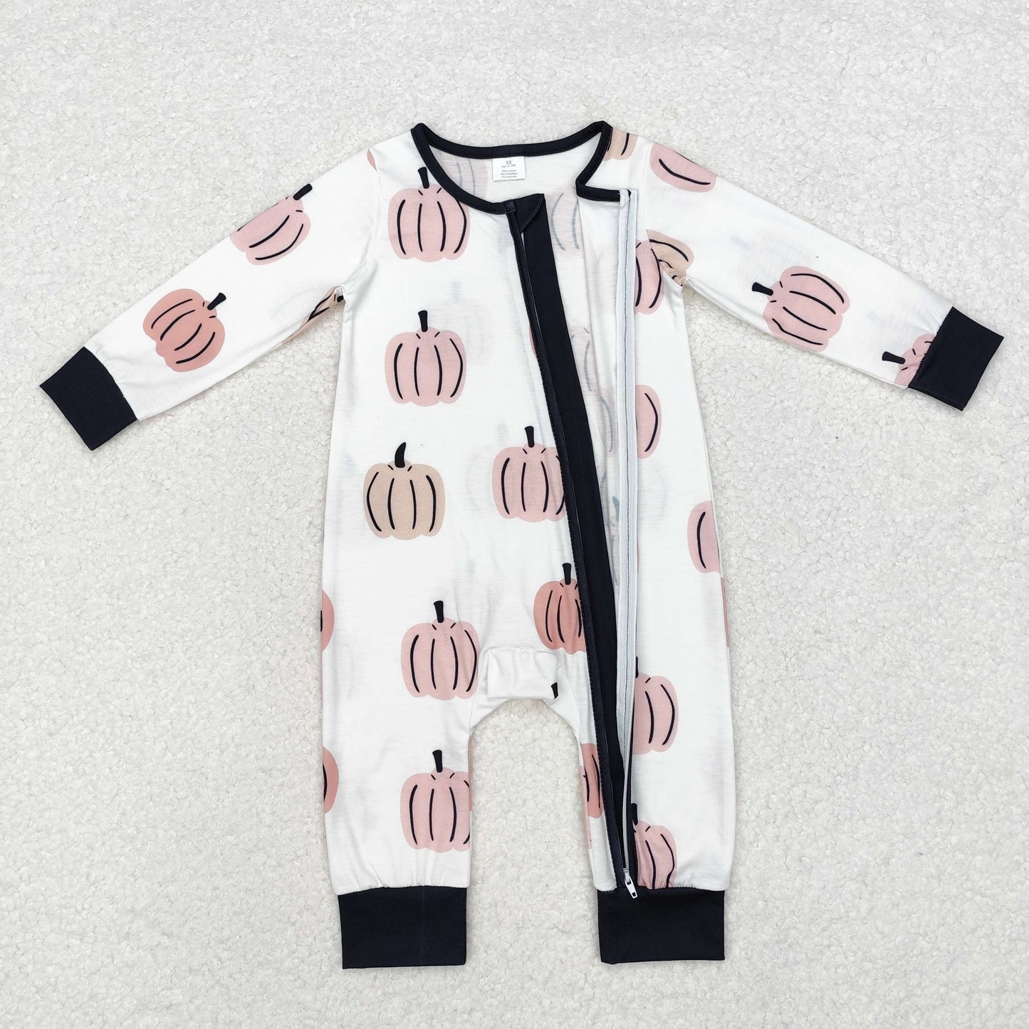 bamboo LR1437 Autumn pumpkin long sleeve boys zipper romper