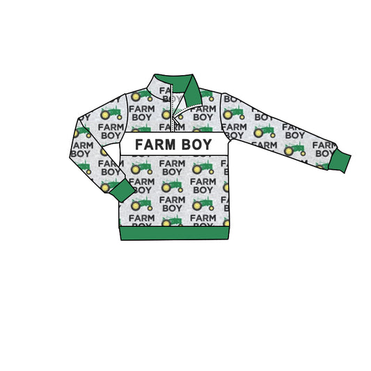 preorder BT0363 Farm boy tractor green boys pullover